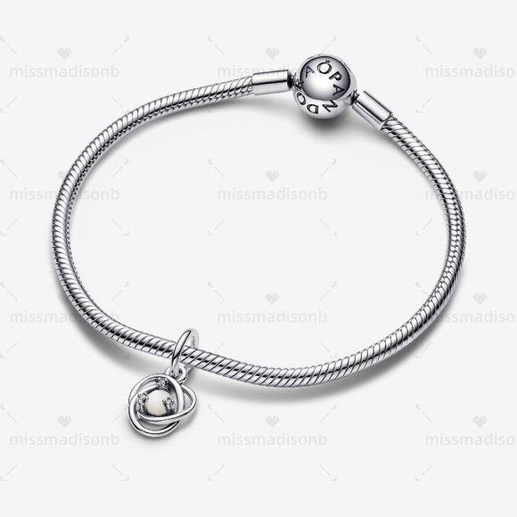 Pandora White Eternity Circle Dangle Charm - Picture 3 of 6